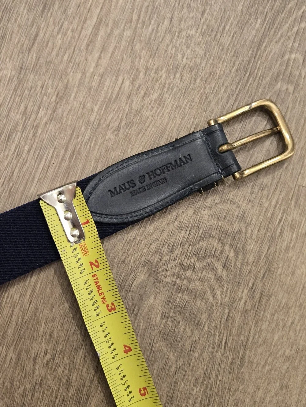 Maus Hoffman Men's Dress Belt Navy Woven Webbing Golf Sz 34 Preppy Brass Buckle